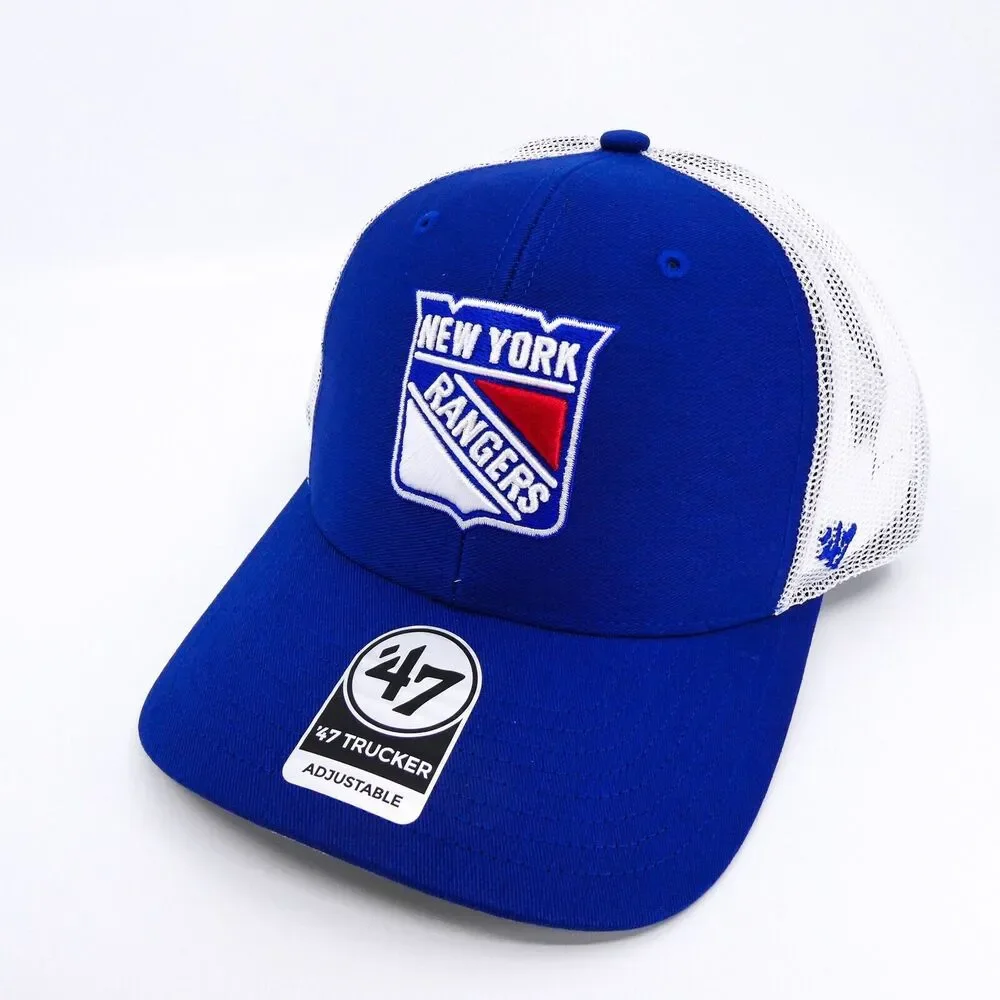 '47 Brand New York Rangers Trucker Hat Mens Blue Snapback Hockey‎ NHL Mesh New